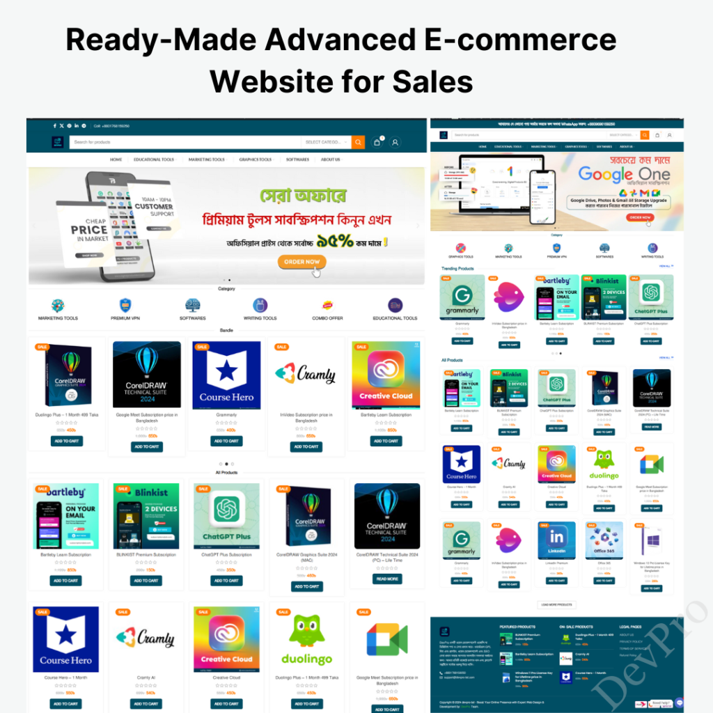 Ready-Made Advanced E-commerce Website for Sales