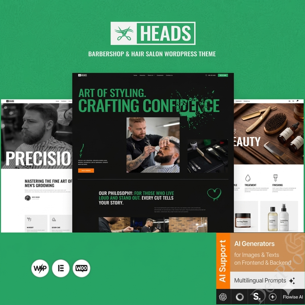 heads Heads - Barbershop & Hair Salon WordPress Theme - Image 1